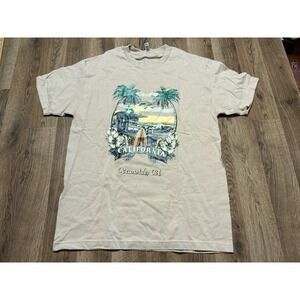 Alstyle Shirts Men's Size Large Brown Short Sleeve Crew Neck Graphic Print